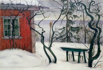 Vinter i Hvalsbakken. Snötäckt landskap med deformerade träd. Målning av Harald Oscar Sohlberg (1869-1935) av Harald Oscar Sohlberg