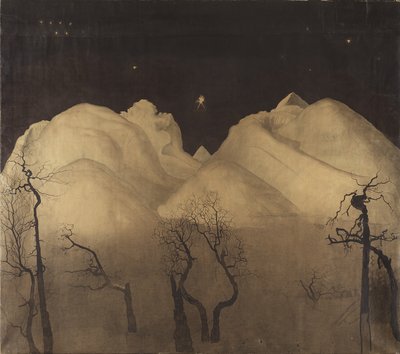 Vinternatt i bergen. studie, 1902-2 av Harald Oscar Sohlberg
