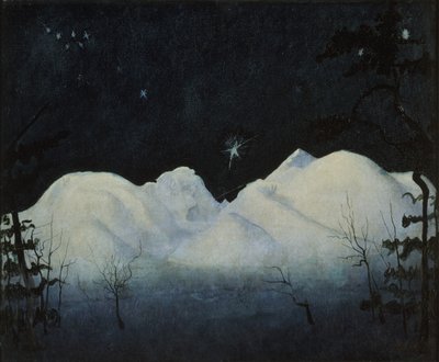 Vinternätter i bergen (olja på duk) av Harald Oscar Sohlberg