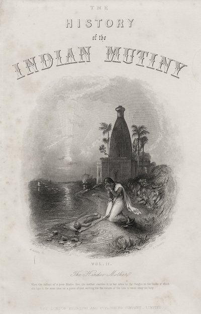 Hindoo Mother, graverad av E.J. Portbury, titelsida från "The History of the Indian Mytery", publicerad 1858 av Harden Sidney Melville
