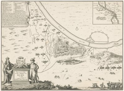 Plattegrond van Buda, 1686 Plan över staden och Budes attacker 1686 (titel på objekt) av Harmanus van Loon