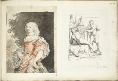 Porträtt av en kvinna och Venus, Amor och Mars av Harmen ter Borch (possibly)