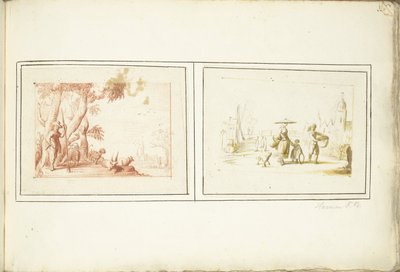 Herde med sin boskap och gatubild av Harmen ter Borch (signed by artist)