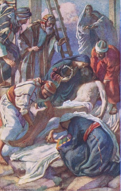 Vid korset, illustration från Harold Copping Pictures: The Crown Series, c.1920-talet av Harold Copping