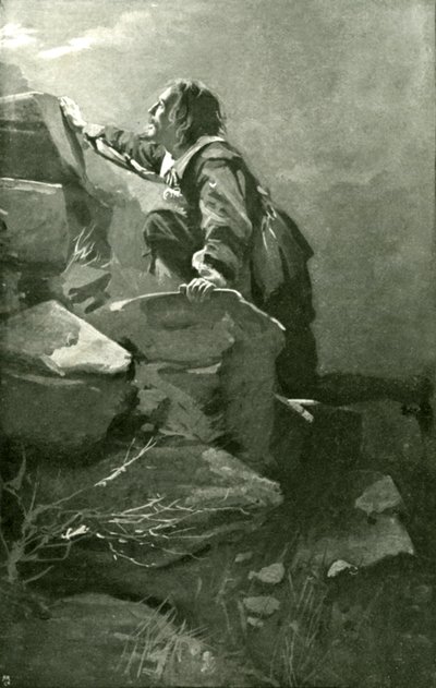 Christian klättrar uppför kullen svårighetsgrad (litho) av Harold Copping