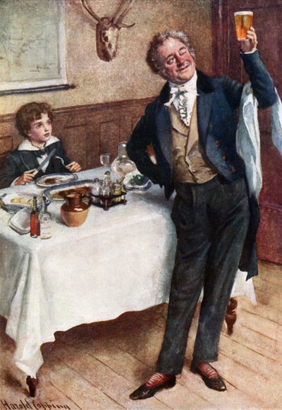David och den vänliga servitören (litho i färg) av Harold Copping