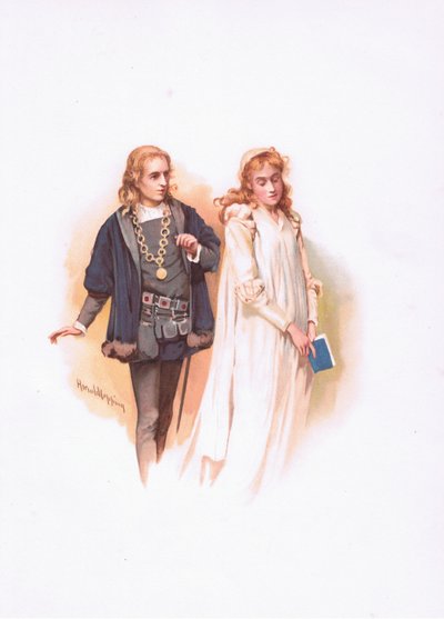 Hamlet och Ophelia, illustration från Hamlet av Harold Copping