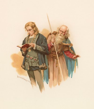 Hamletläsning, med Polonius bakom av Harold Copping
