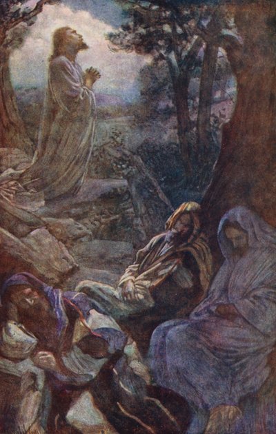 Nya testamentet: Getsemane (färglitografi) av Harold Copping