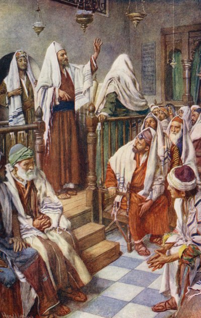 Nya testamentet: Paulus predikar (färglitografi) av Harold Copping