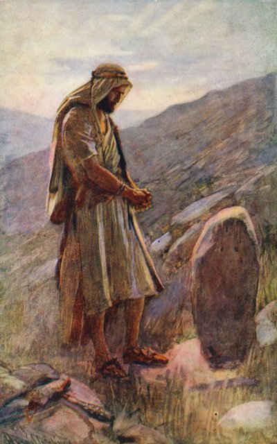 Gamla testamentet: Jakobs löfte (färglitografi) av Harold Copping