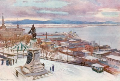 Quebec från Hotel Frontenac av Harold Copping
