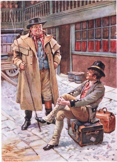 Sam Weller och hans far, illustrationer till "Character Sketches from Dickens" sammanställd av B.W. Matz av Harold Copping