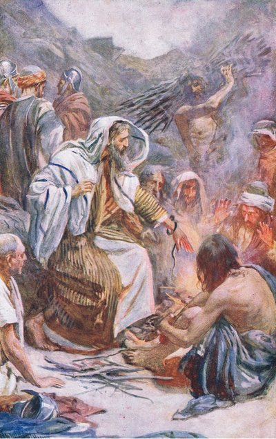 St Paul at Melita, illustration från Harold Copping Pictures: The Crown Series, ca 1920-talet av Harold Copping