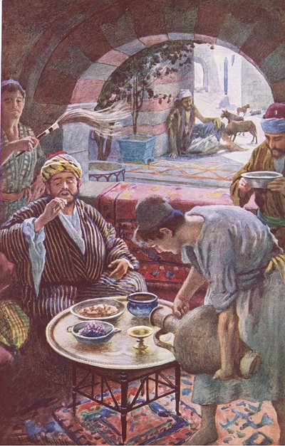 Den rike mannen och Lazarus, illustration från Harold Copping Pictures: The Crown Series, ca 1920-talet av Harold Copping
