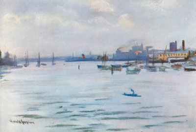 Vancouver från hamnen av Harold Copping