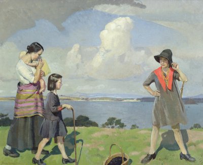 En promenad vid havet, Blackberry Gatherers av Harold Harvey