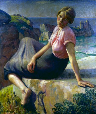 Flicka på en klippa av Harold Harvey