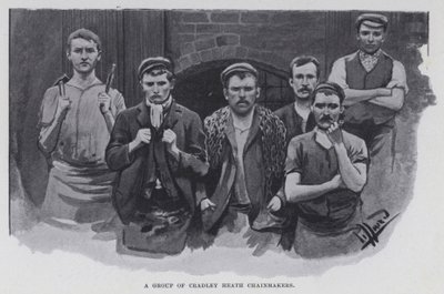 En grupp Cradley Heath Chainmakers (s/v foto) av Harold Hume Piffard