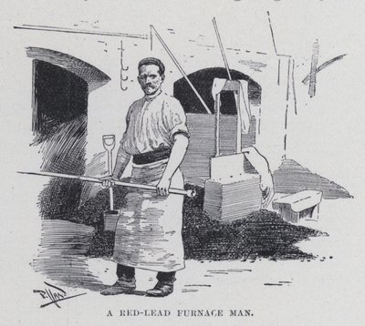 En ugnsman i röd bly (s/v foto) av Harold Hume Piffard