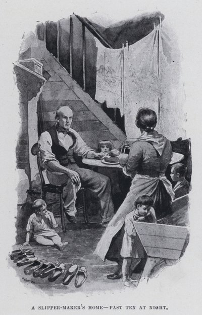 En tofflormakares hem, över tio på natten (s/v bild) av Harold Hume Piffard