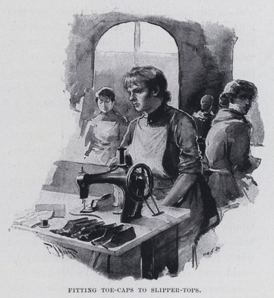 Montering av tåhätta på tofflor (s/v foto) av Harold Hume Piffard