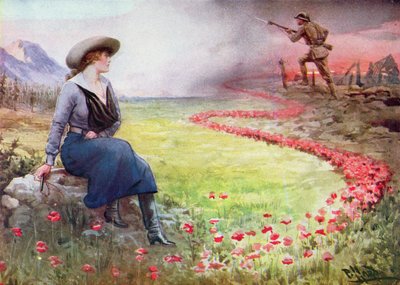 Den tunna röda linjen (färg litho) av Harold Hume Piffard