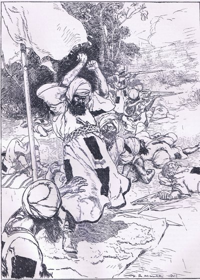 The death of the Khalifa, illustration från Cassells History of England, 1900-talet av Harold Robert Millar