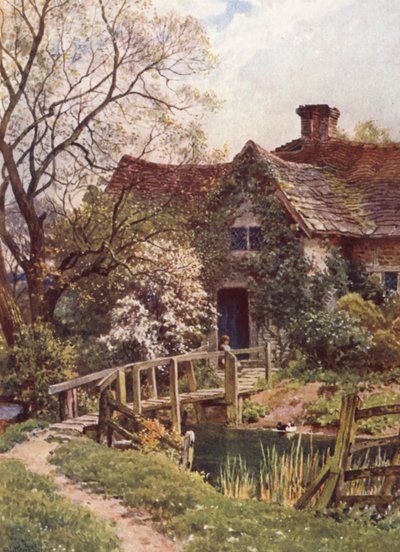 En gammal stuga nära Ockley (färglitografi) av Harold Sutton Palmer