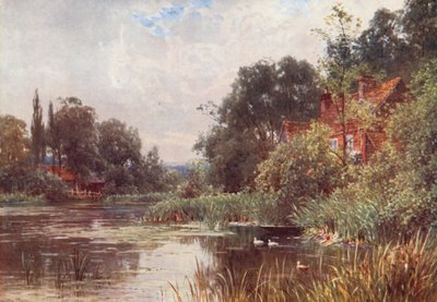 Flanchford Mill (färglitografi) av Harold Sutton Palmer