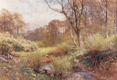 I Spring Woods, Ockley (färglitografi) av Harold Sutton Palmer