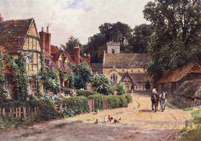 Byn Betchworth, nära Dorking (färglitografi) av Harold Sutton Palmer
