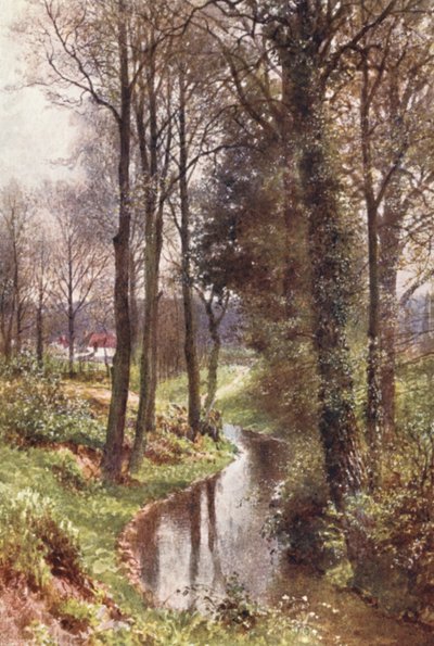 Water Lane, nära East Horsley (färglitografi) av Harold Sutton Palmer