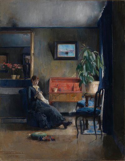 Blå inredning. 1883 av Harriet Backer