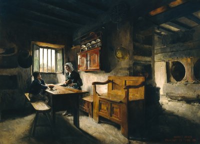 Gårdsinredning Bretagne (olja) av Harriet Backer