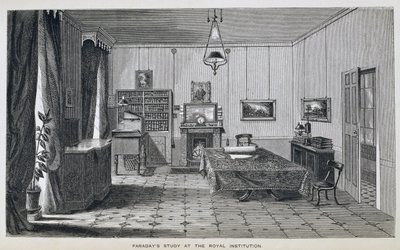 Michael Faradays studie på andra våningen vid The Royal Institution, från Henry Bence Jones 