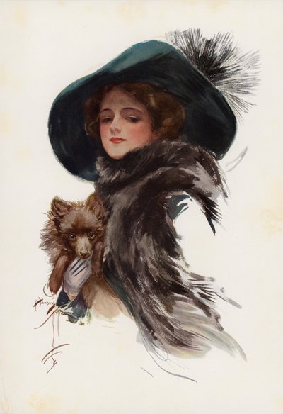 A Coward (färglitografi) av Harrison Fisher