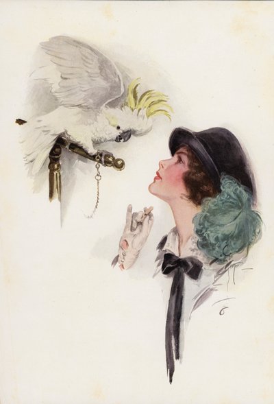 En påskhatt (färglitografi) av Harrison Fisher