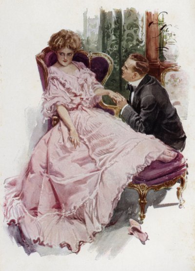 Illustration till When a Man Marries av Mary Roberts Rinehart (litho i färg) av Harrison Fisher
