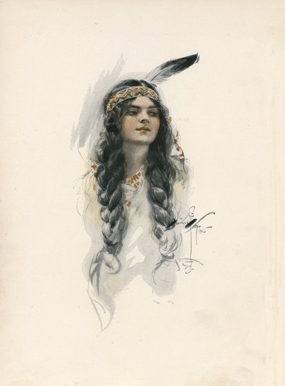 Longfellows sång om Hiawatha (färglitografi) av Harrison Fisher