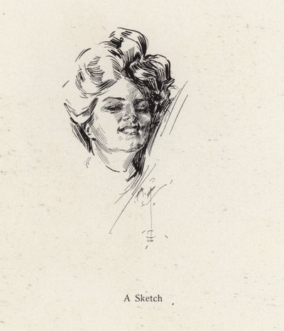 Pennskiss porträtt av en kvinna (litho) av Harrison Fisher