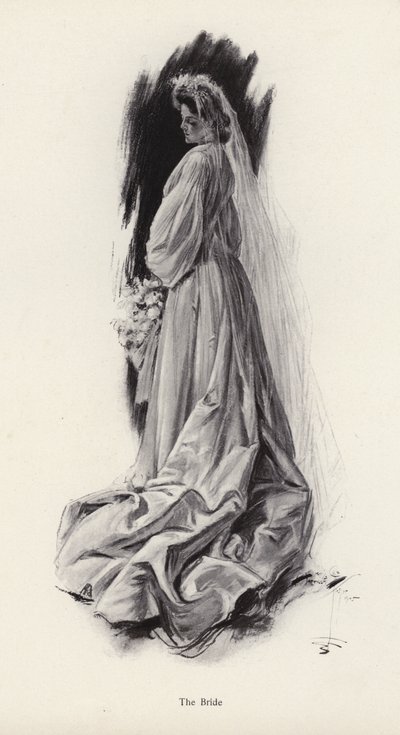 Porträtt av en brud (litho) av Harrison Fisher