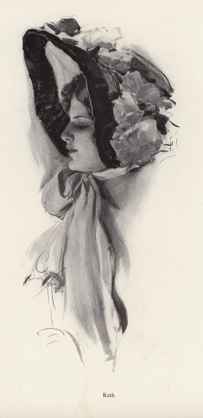 Porträtt av en kvinna som heter Ruth (litho) av Harrison Fisher
