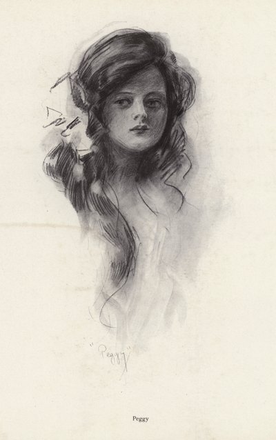 Porträtt av en ung flicka som heter Peggy (litho) av Harrison Fisher