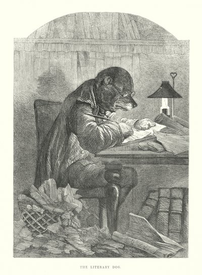 Roliga hundar: Den litterära hunden (gravyr) av Harrison William Weir