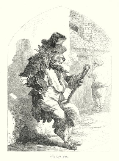 Roliga hundar: Den låga hunden (gravyr) av Harrison William Weir