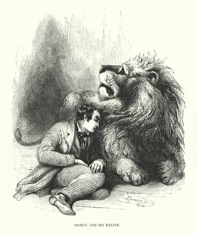 Lejon och hans skötare (gravyr) av Harrison William Weir