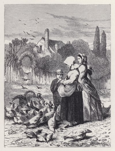 The Poultry Garden (gravyr) av Harrison William Weir