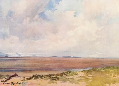 Golfplätze: Hoylake, Blick auf Hilbre vom neunten Tee von Harry (1878-1950) Rountree