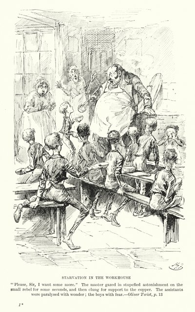 Illustration till Oliver Twist av Charles Dickens (litografi) av Harry (after) Furniss